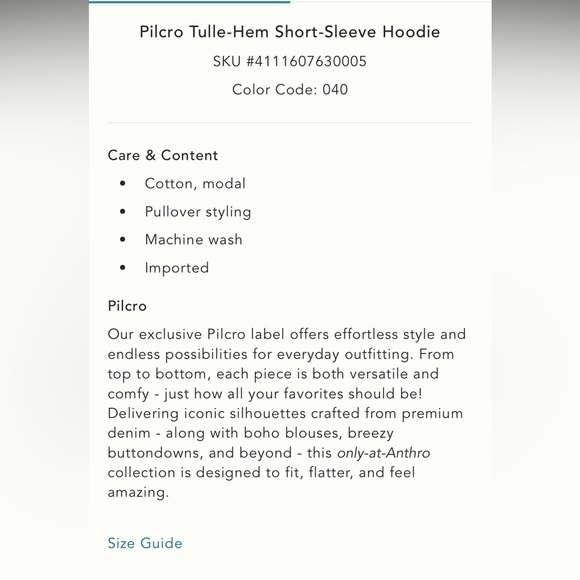 Pilcro Tulle-hem Short-sleeve hoodie - Picture 12 of 12